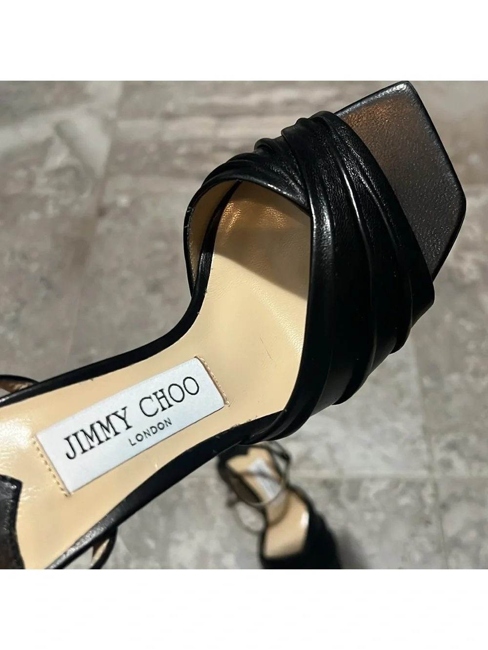Jimmy Choo Basil Ankle Strap High Heel Black Sandals, Size 35 NEW in Box+DustBag